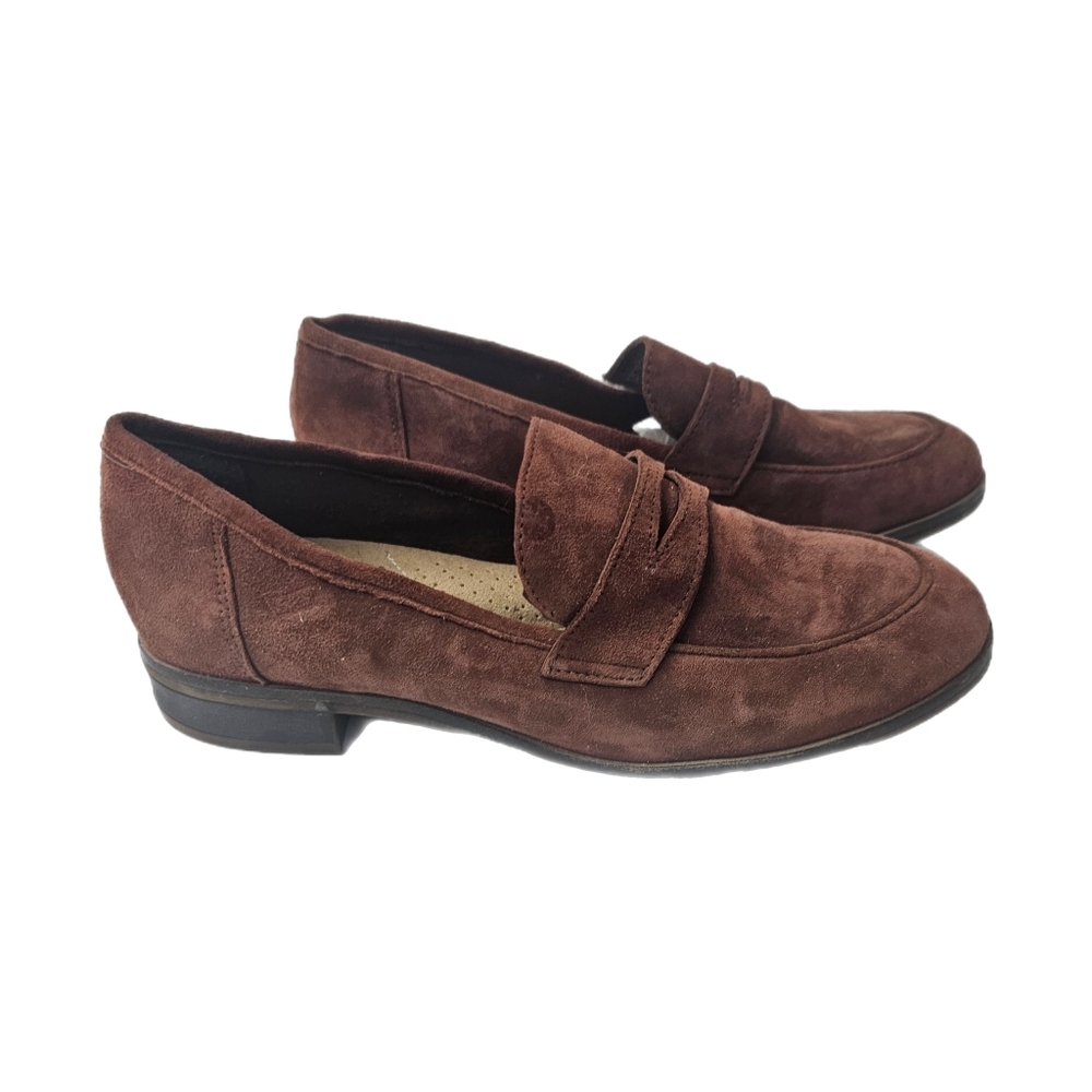 Clarks Trish Rose Mahogany Suede Penny Loafers Womens Size 7 M UltimateComfort - Picture 2 of 11